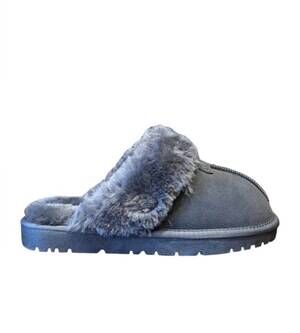 NEW THE CLASSY CLOTH women's faux fur slipper in grey